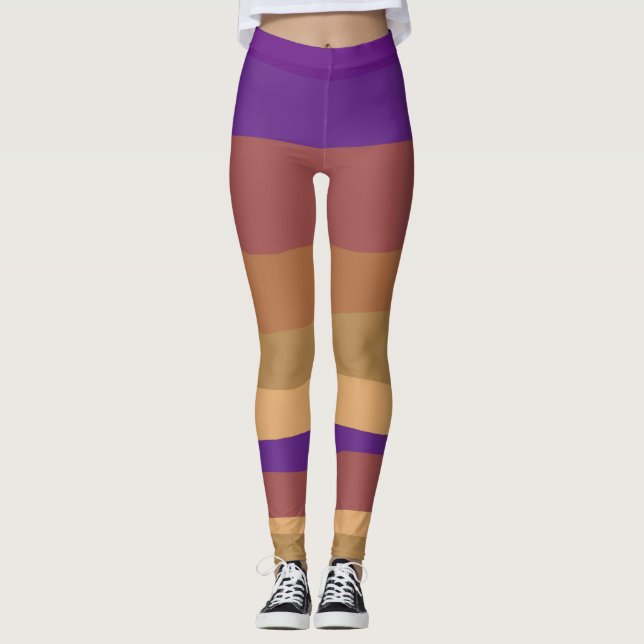 Lila und orangefarbene Wüste Leggings (Vorderseite)