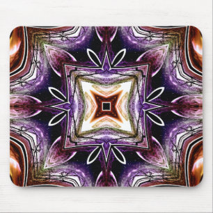 Lila- und orangefarbenes kosmisches Kaleidoskop-De Mousepad