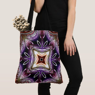 Lila- und orangefarbenes kosmisches Kaleidoskop-De Tasche