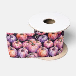 Lila und orangefarbenes Pattern Satinband