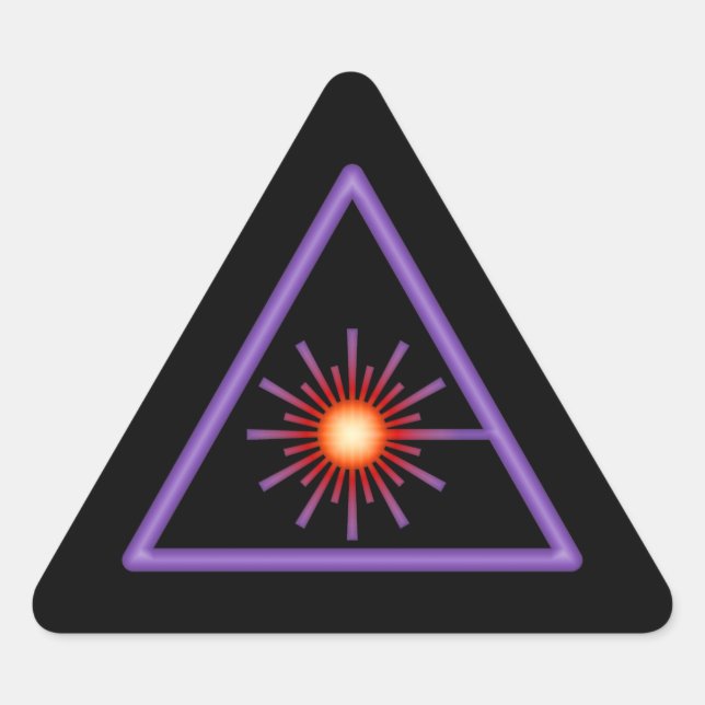 Lila- und Orangenlaserwarnkleber Dreieckiger Aufkleber (Vorderseite)