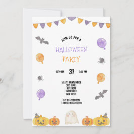 LILA UND ORANTES WASSERFARBHALLOWEEN-PARTY EINLADUNG