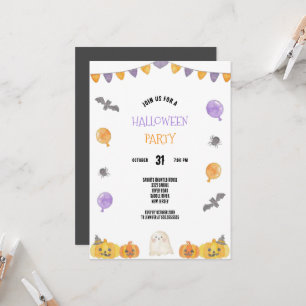 LILA UND ORANTES WASSERFARBHALLOWEEN-PARTY EINLADUNG