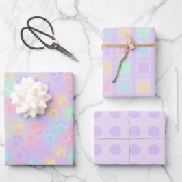 LILA- UND PASTELFARBIGE OSTERBUNNZAHLEN GESCHENKPAPIER SET