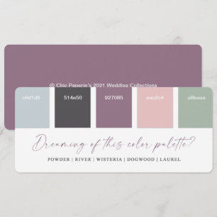 Lila und Pastellrosa Hochzeitsfarben-Palette Karte