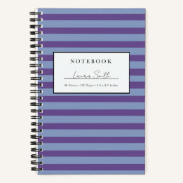 Lila und Periwinkle-gestreiftes personalisiertes N Notizbuch