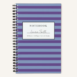 Lila und Periwinkle-gestreiftes personalisiertes N Notizbuch