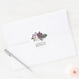 Lila und Plum Boho botanisch mit Namen Runder Aufkleber