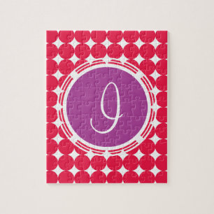 Lila und Red Polka Dot Monogramm