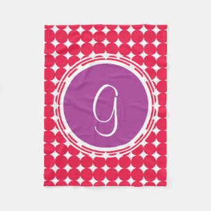 Lila und Red Polka Dot Monogramm Fleecedecke
