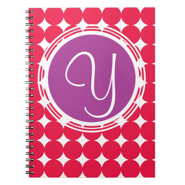 Lila und Red Polka Dot Monogramm Notizblock (Vorderseite)