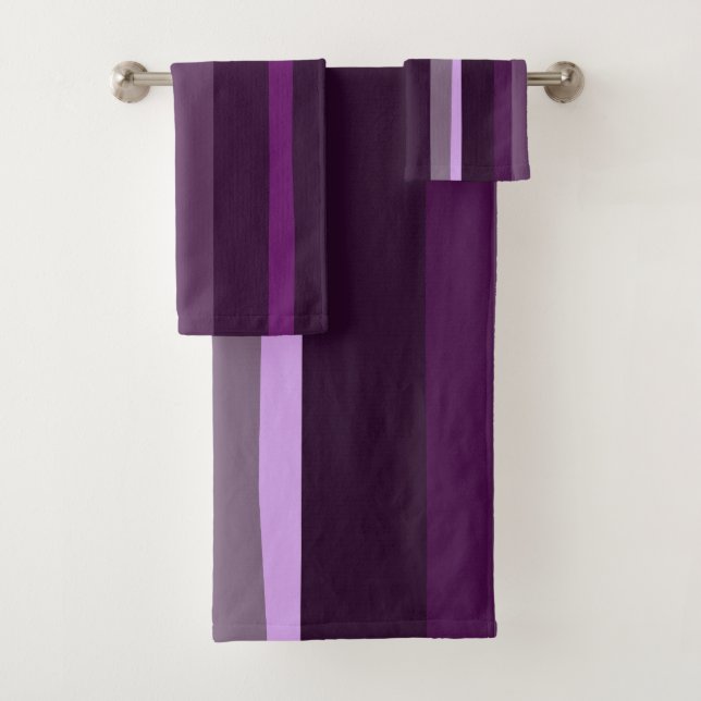 Lila und rosa Abstrakte Streifen Badhandtuch Set (Insitu)