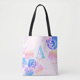 Lila und rosa Aquarellfarben, Blume und Folien Tasche