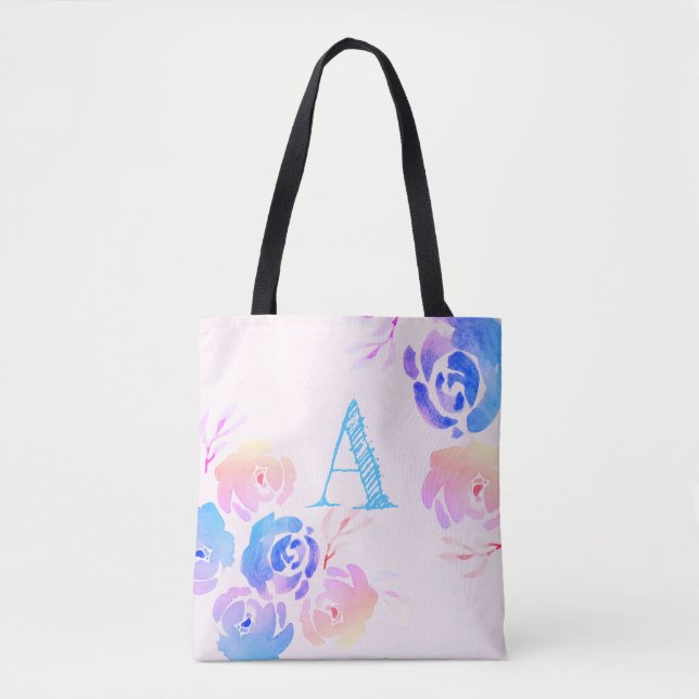 Lila und rosa Aquarellfarben, Blume und Folien Tasche (Vorderseite)