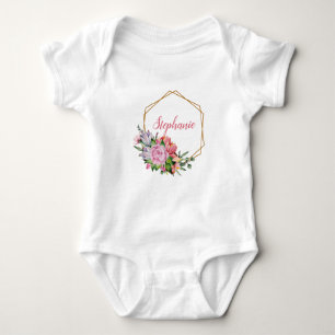Lila und rosa Aquarellfarben - Personalisiert Baby Strampler