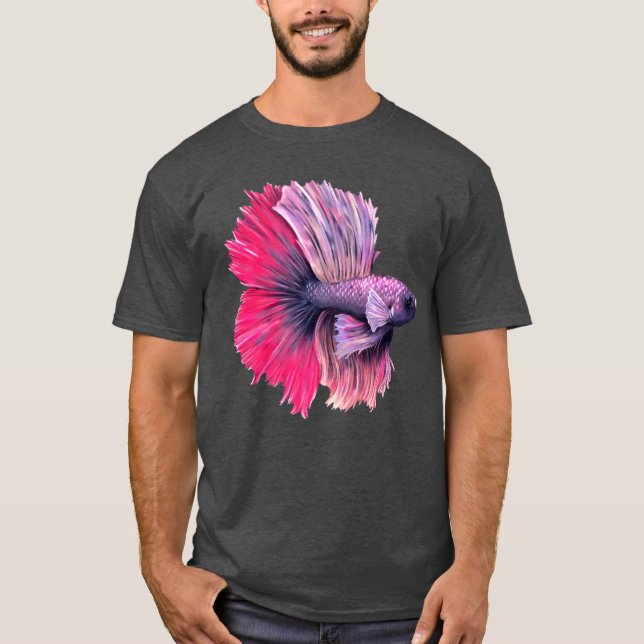 Lila und rosa Bettfische T-Shirt (Vorderseite)