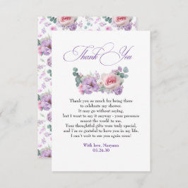 Lila und rosa Blume Botanischer Dank Dankeskarte