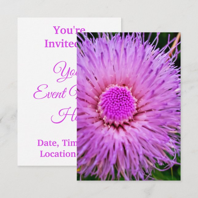 Lila und rosa Blume Einladung (Vorne/Hinten)