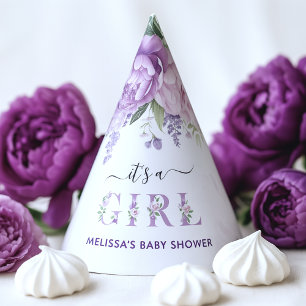 Lila und rosa Blume Es ist eine Kinderdusche Partyhütchen