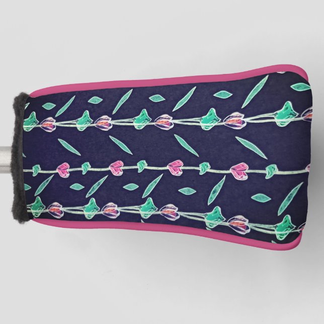 Lila und rosa Blume Golf Headcover (Vorderseite)