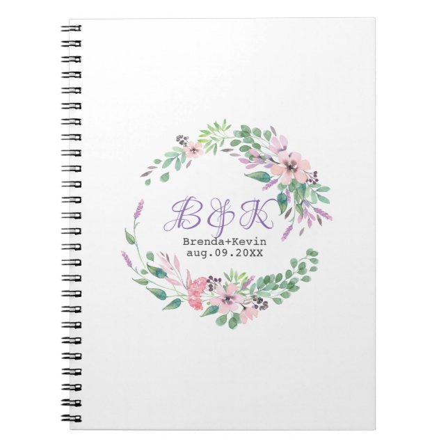 Lila und rosa Blume Kränrahmen Notizblock (Vorderseite)