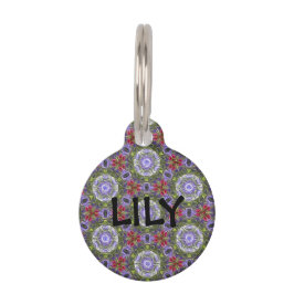 Lila und rosa Blume Pet-ID Tiernamensmarke