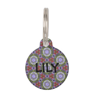 Lila und rosa Blume Pet-ID Tiernamensmarke