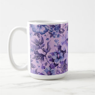Lila und rosa Blumen auf lila Hintergrund Kaffeetasse