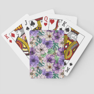 Lila und Rosa Blumen Spielkarten