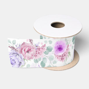 Lila und rosa Blumengestein Botanisch elegant Satinband
