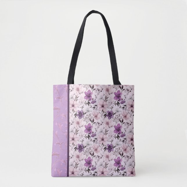 lila und rosa Blumenmuster Tasche (Vorderseite)