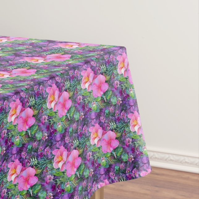 Lila und rosa Blumenmuster Tischdecke (Beispiel)