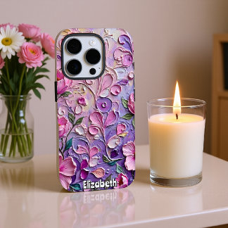 Lila und rosa Blütenabstraktion iPhone 16 Pro Hülle
