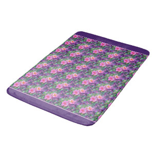 Lila und rosa botanisches Blumenmuster  Badematte