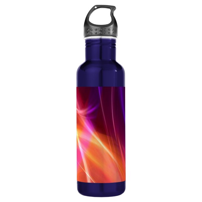 Lila und rosa dynamische Waves Edelstahlflasche (Vorderseite)