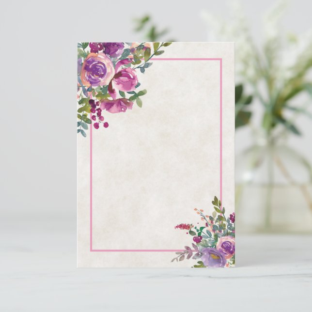 Lila und rosa Eggplant Hochzeit in Leder Einladung (Stehend Vorderseite)