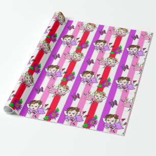 Lila und rosa Fairies, Blume und Schmetterlinge Geschenkpapier