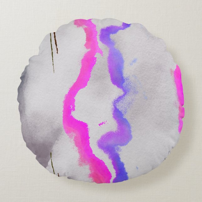 Lila und rosa Farbe Abstrakt Rundes Kissen (Vorderseite)