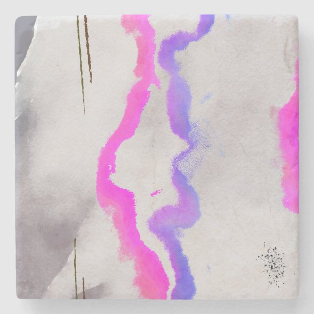 Lila und rosa Farbe Abstrakt Steinuntersetzer (Vorderseite)