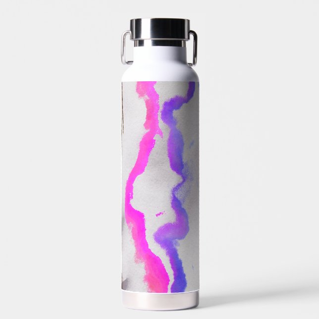 Lila und rosa Farbe Abstrakt Trinkflasche (Vorne)