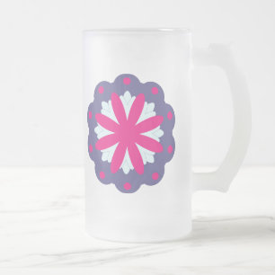 Lila und rosa florale Formen Illustration  Mattglas Bierglas