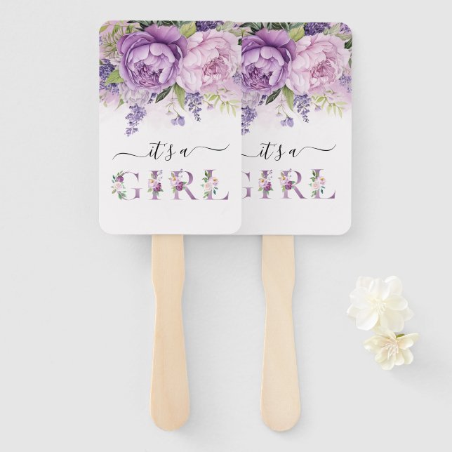 Lila und rosa Garden Blume Mädchendusche Fächer (Vorne und Hinten)