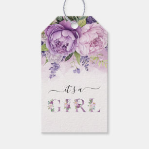 Lila und rosa Garden Blume Mädchendusche Geschenkanhänger