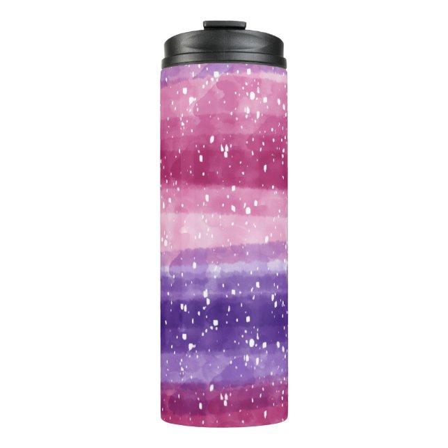 Lila und rosa gesprenkelt thermosbecher (Vorderseite)