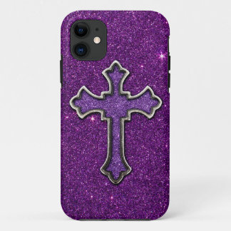 Lila und rosa Glitzer-Kreuz Case-Mate iPhone Hülle