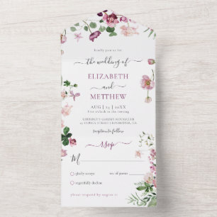 Lila und Rosa Hochzeit Alles in einer Einladung