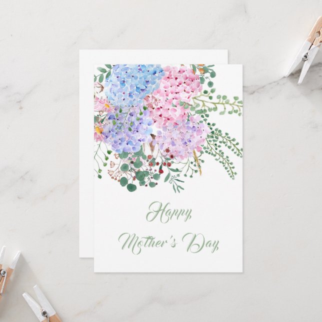 lila und rosa Hydrangea-Karte Einladung (Vorderseite/Rückseite Beispiel)