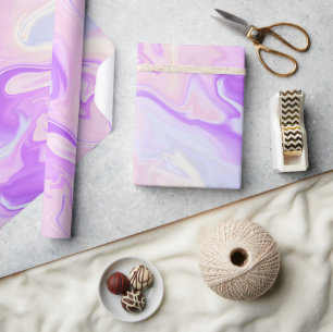 Lila und Rosa Irisierender Gradient Marmor Geschenkpapier