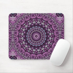Lila und rosa Kaleidoskopisches Medallion-Muster Mousepad