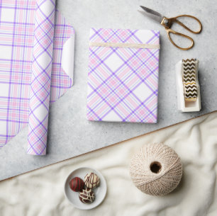 Lila und rosa Kariertes Muster Geschenkpapier